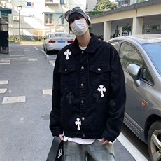 2025新款高街牛仔外套潮牌十字架刺绣美式复古夹克上衣JK1186-P98，男装工装外套，星座1103-3