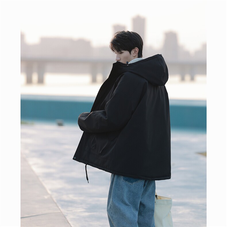 供抖音得物防风防水冲锋衣棉衣加厚连帽外套MY1188/P125黑色7,男装夹克,电商A094