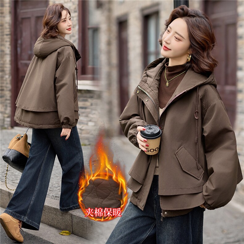 2025冬季女装新款大量现货时尚休闲连帽加棉派克服棉服，女装派克服，魅衣本色