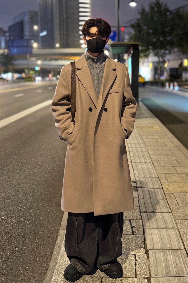 高品质380g呢料冬季毛呢大衣长款男宽松风衣外套J5278-特P90控158,男装风衣,电商A001-1