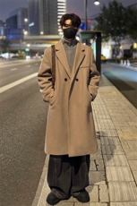 高品质380g呢料冬季毛呢大衣长款男宽松风衣外套J5278-特P90控158，男装风衣，电商A001-1
