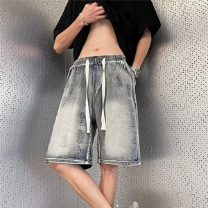 牛仔短裤男夏季薄款中裤潮流美式宽松百搭休闲五分裤DK0709-P40图片