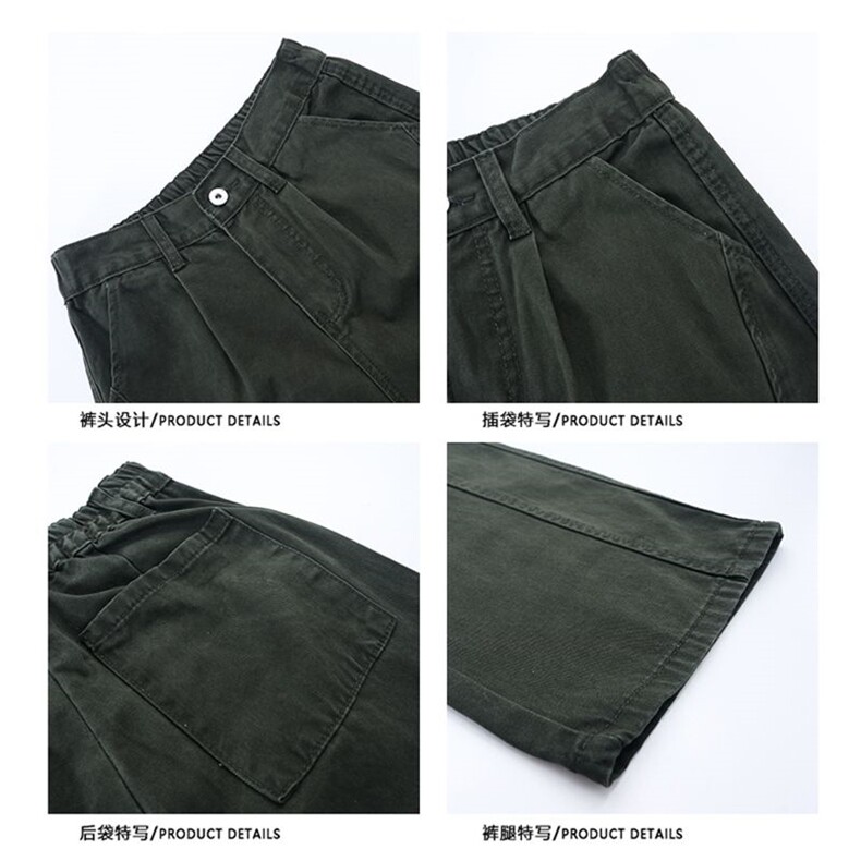 棉美式秋冬水洗绿色工装裤男女宽松直筒XZ201-D607P53,男装牛仔裤,星座201