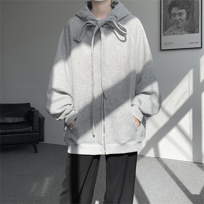 8XL-M朝牌情侣美式绑带设计连帽卫衣宽松开衫外套男女WY35P58,女装短外套,电商D206-1
