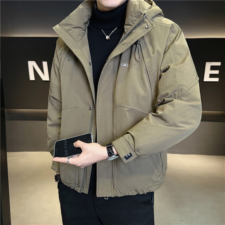 55805-L-3XL-P215标50绒店主风男士连帽休闲冬季纯色羽绒服外套,男装羽绒服,电商B255