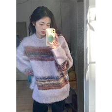 冬季小众慵懒风针织衫套头毛衣男女款宽松痞帅拼接打底衫MY9529，男装针织衫/毛衣，星座1116A（原606A-3）