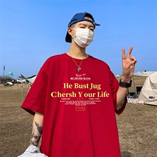 抖音得物二开现货220克夏装重磅美式高街宽松短袖t恤MT258，男装T恤，电商A486-1