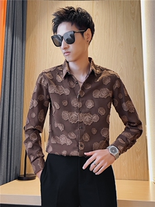24男士秋季新款痞帅工艺纯色长袖衬衫男修身衬衣301A-1/H507/P60图片