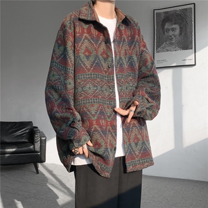 8XL-M复古大码民族风衬衫男款春季加厚粗呢藏式外套CS29001P68图片