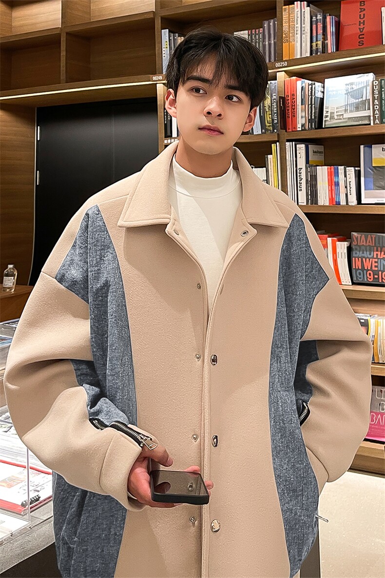 男装呢料大衣2026秋冬季新款毛呢大衣男生外套XZ514-2-F592-P135,男装毛呢大衣,星座514-2(原B239)