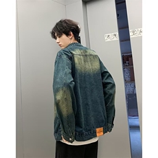 高级感美式复古牛仔外套男秋季炸街痞帅复古水洗做旧宽松休闲夹克，男装工装外套，星座410-6（原星座1304-1）