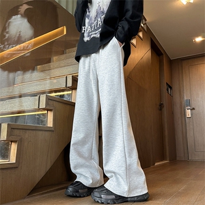 白花灰美式弯刀卫裤男款秋季重磅垂感直筒裤子cleanfit休闲运动裤图片