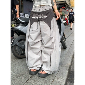 美式设计感撞色绑带弯刀裤2025街头嘻哈跳舞裤速干伞兵裤B309-P52,黄渤跳舞穿搭推荐图片