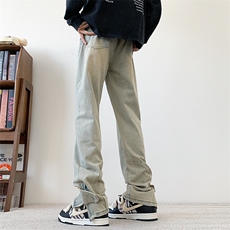 现货黄泥色直筒裤脚开衩牛仔裤S-5XL加大码310A-2BK307P58控78，男装牛仔裤，星座310A-2