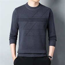 春秋季2022中年男士薄款毛衣爸爸秋装圆领上衣服长袖针织打底衫，男装针织衫/毛衣，电商B212（原钱塘6029）