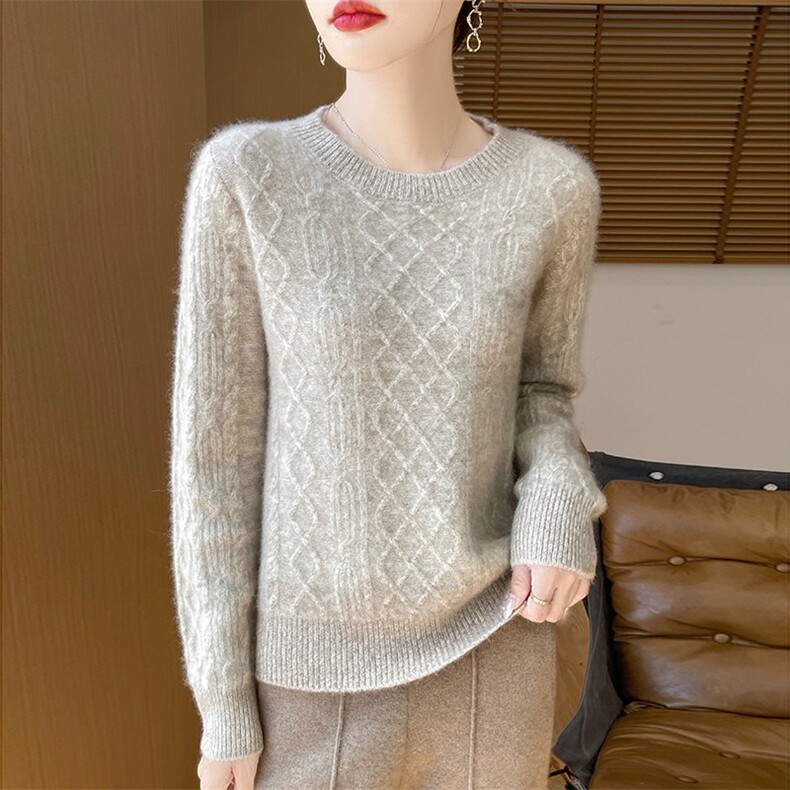 2025年秋季新款百搭花纱菱形套头衫，女装羊毛衫，新胜羊绒