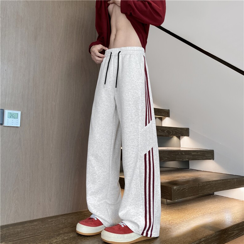 抖音品质秋季新款潮流条纹宽松休闲卫裤B315-K24269-特p40控78,男装休闲裤,电商B315