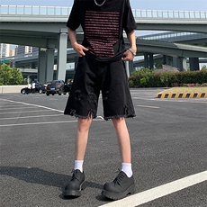 现货夏季美式复古毛边短裤五分乞丐破洞牛仔裤男K5808-P35控58，男装牛仔裤，星座205