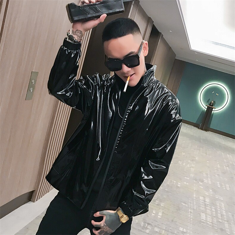 秋季新款男士皮夹克机车服社会小伙立领款皮衣外套A328-1961，男装皮衣，星座406
