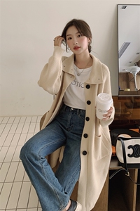 时尚宽松中长款毛衣外套女春秋冬2025新款爆款慵懒风高领针织开衫图片