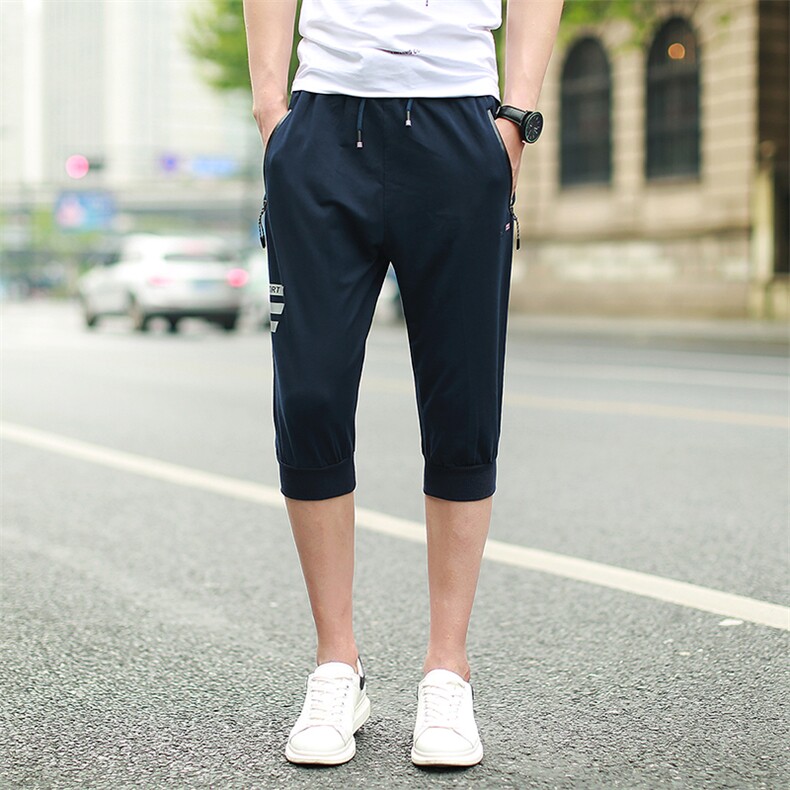 L-9XL七分裤男裤子夏季运动短裤男休闲裤中裤马裤875-2款,男装休闲裤,星座802