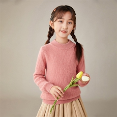 2025秋冬新款羊绒衫女100%纯山羊绒圆领加厚拉绒针织套衫保暖上衣，童装儿童羊绒衫，奥赛羊绒童装