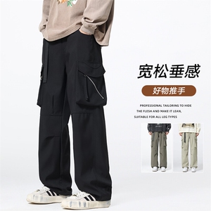 新款美式高街大口袋工装裤男春季户外宽松抽绳休闲 A436-2517-P60图片
