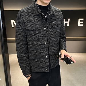 标50 冬季新款男潮流帅气休闲千鸟格印花羽绒服YR8093-P200图片
