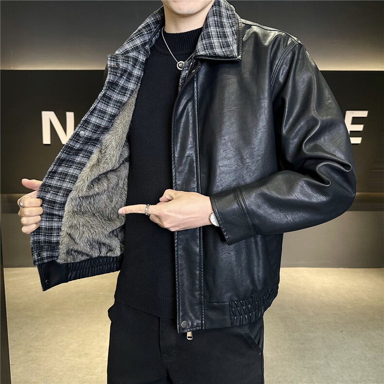加绒厚款皮衣外套男2025冬季皮夹克外套C317-J7722-P185,男装夹克,电商C317