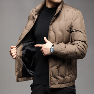 秋冬季新款羽绒服男士白鸭绒加绒潮服休闲立领潮流韩版保暖外套图片