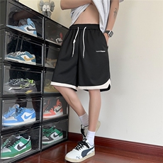 2026春装新款美式刺绣拼接短裤五分裤男潮流K9908/特P30红地板7，男装牛仔裤，电商A094