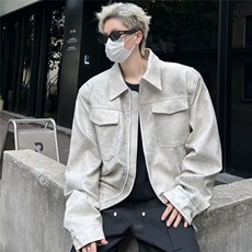 2024高级感翻领机车皮衣外套男宽松垫肩PU皮夹克PY150-P80，男装皮衣，星座313A-2