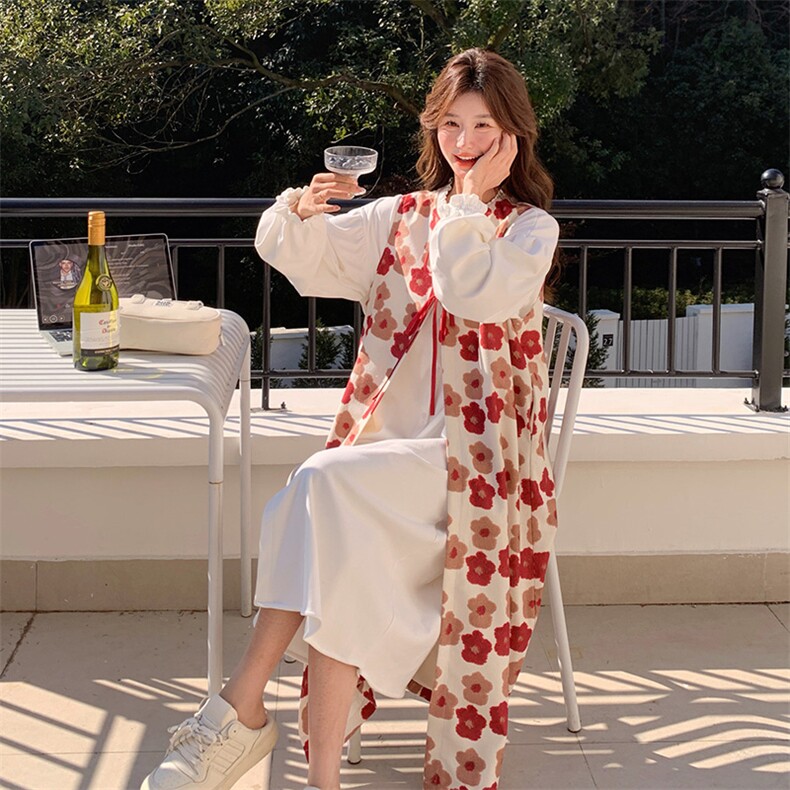 法式甜美碎花罩衫连衣裙套装女春秋2025新款多巴胺流行爆款长裙子,女装连衣裙,2D080