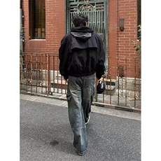 美式水洗解析多口袋弯刀牛仔裤男女高街直筒阔腿工装裤子NZU102，男装牛仔裤，星座516A