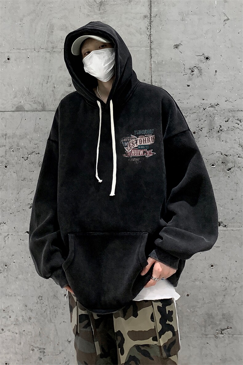 男装做旧加厚连帽卫衣23秋冬季机车印花男生外套XZ514-2-6676-P78,男装工装外套,星座514-2(原B239)