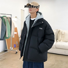 港风ins撞色拼接拼料厚款保暖连帽情侣棉服A071-Y280-P120，男装棉衣，电商A071
