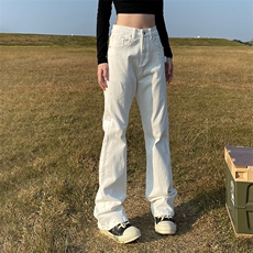 美式直筒白色黑色牛仔裤男女垂感微喇叭裤SK965P34，男装牛仔裤，星座1112-1