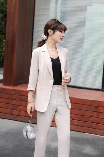 时尚修身显瘦套装，女装职业装，千利红