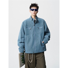 可二开雾霾扎染面料大码M-5XL工装拉链皮衣夹克男JK78100P90控128，男装皮衣，星座227-7
