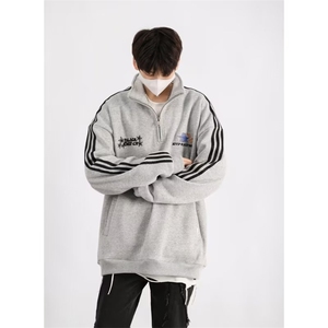 春秋季潮牌高街oversize运动外套复古潮流半拉链卫衣男 W7068-P48图片