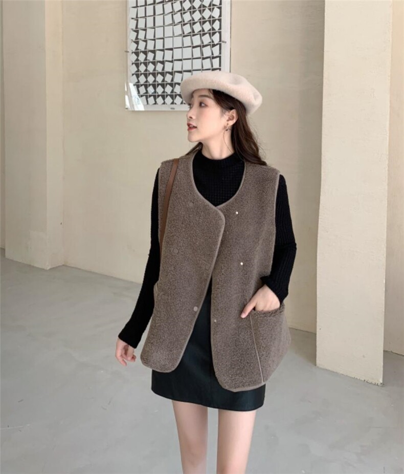 皮毛一体马甲，女装马甲，吉之红