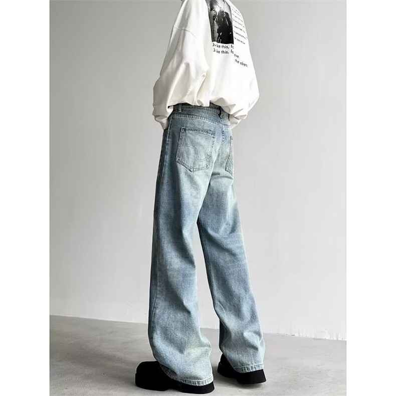 潮牌牛仔裤男秋冬季新款宽松直筒显瘦潮流复古vibe长裤89877-p53，男装牛仔裤，星座1008-1