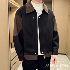 男新款呢子大衣秋冬妮子毛呢拼色宽松夹克外套A236-JK-5032-P135，男装夹克，电商A236
