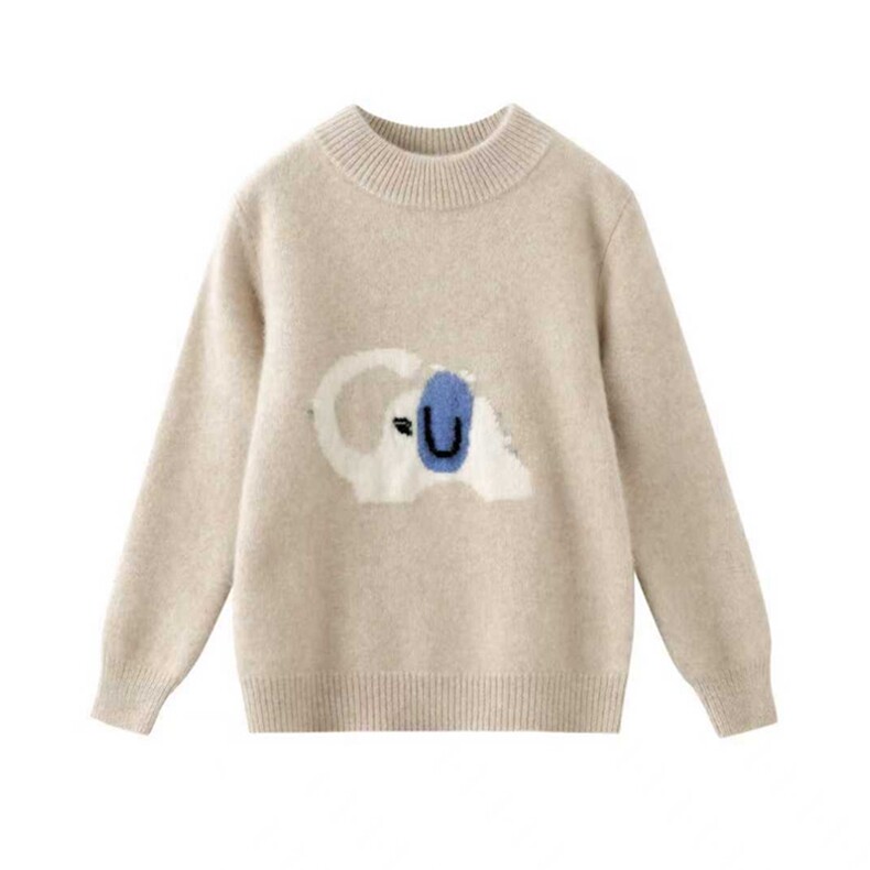新款百搭半高领小象提花，童装儿童羊毛衫，鑫贝羊绒