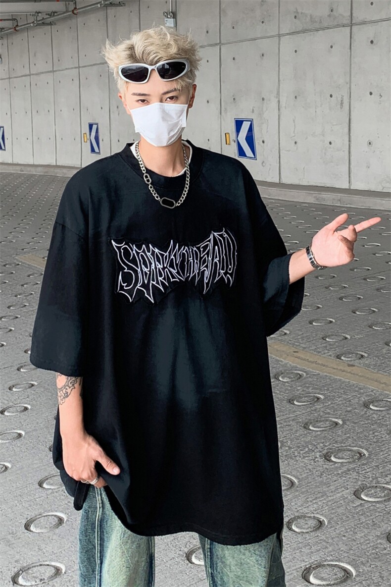 做旧脏色短袖T恤美式复古夏季潮流情侣上衣XZ514-2-202432-P68,男装T恤,星座514-2(原B239)
