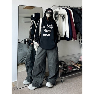抖音得物供货 提供视频 秋冬重磅美式宽松织带连帽卫衣0615图片