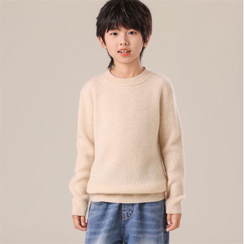 秋冬新款儿童羊绒衫35%羊绒保暖舒适男女童必备时尚单品，童装儿童羊绒衫，群鹿羊绒