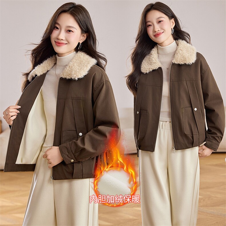 现货2025新款冬季加绒棉衣保暖派克服,女装棉衣/棉服,悦祺