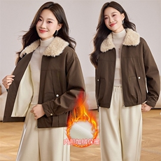 现货2025新款冬季加绒棉衣保暖派克服，女装棉衣/棉服，悦祺
