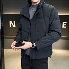 6808-M-3XL-P195标50绒店主风冬简约立领纯色拼皮休闲羽绒服男，男装羽绒服，电商B255